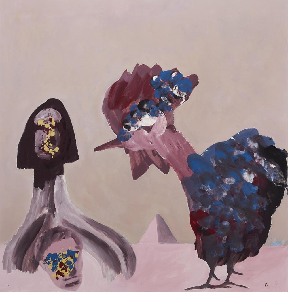 Sidney Nolan, (1917-1992), Notes for Oedipus, c. 1975, enamel on masonite on plywood, 122 x 122 cm sold by Shapiro Auctioneers, lot 11 — auction record photograph