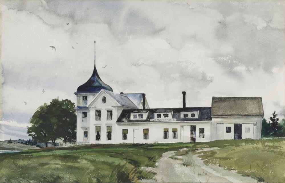 John W. McCoy comparable auction result: john w mccoy 1910 1989 the wawenock hotel 18 x 27 5 8 in 45 7 x 70 2 cm