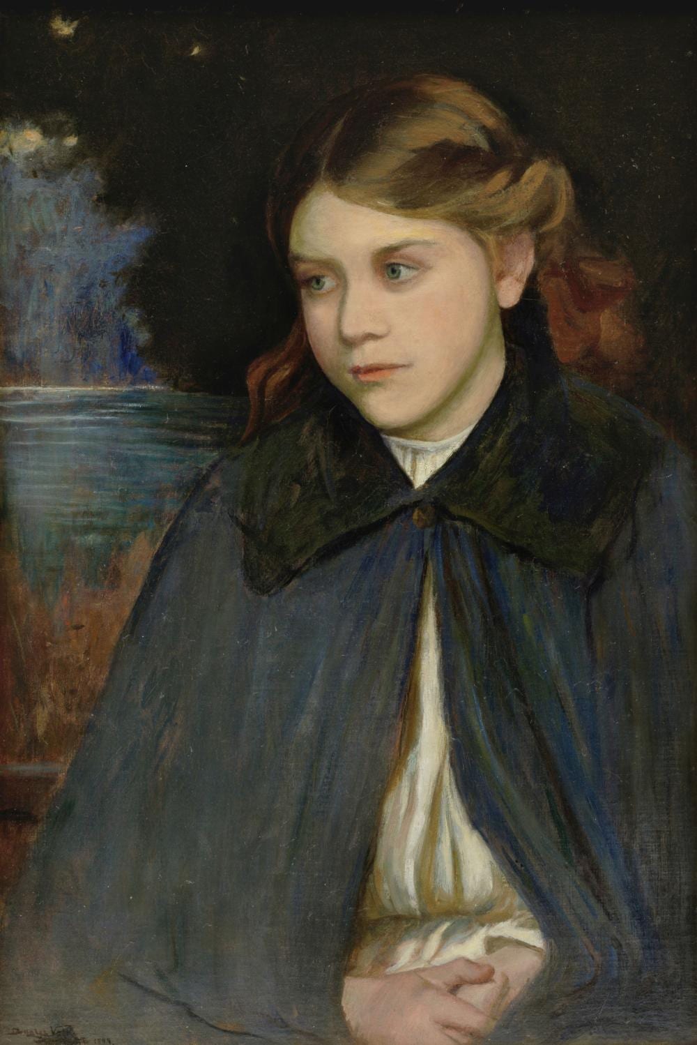 Douglas Volk comparable auction result: douglas volk 1856 1935 portrait of a girl 24 3 8 x 16 3 8 in 61 9 x 41 6 cm painted in 1899