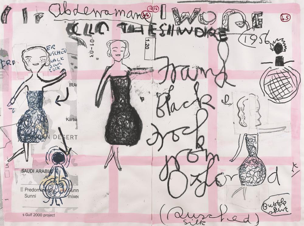 Rose Wylie comparable auction result: rose wylie b 1934 clothes i wore 16 pigment print in two parts with