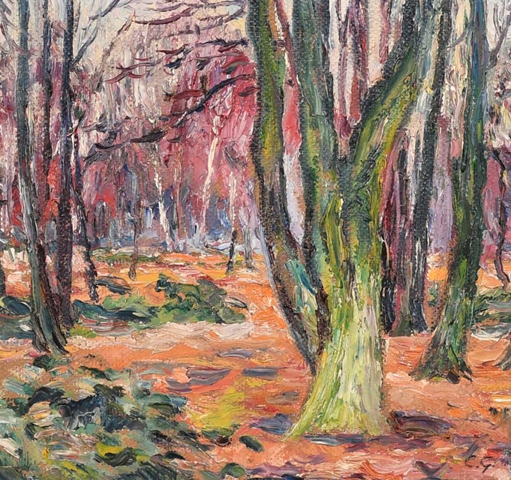 Charles Genge comparable auction result: charles genge 1874 1958 winter woodland oil on canvas laid down signed with initials 9 x 9 5 23 x 2