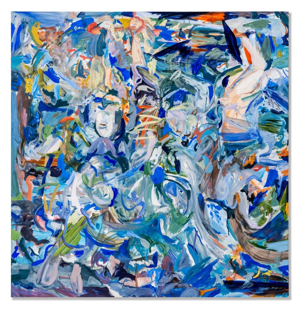 Cecily Brown (B. 1969). The Butcher and the Policeman. oil on linen 67 x 65 comparable sale
