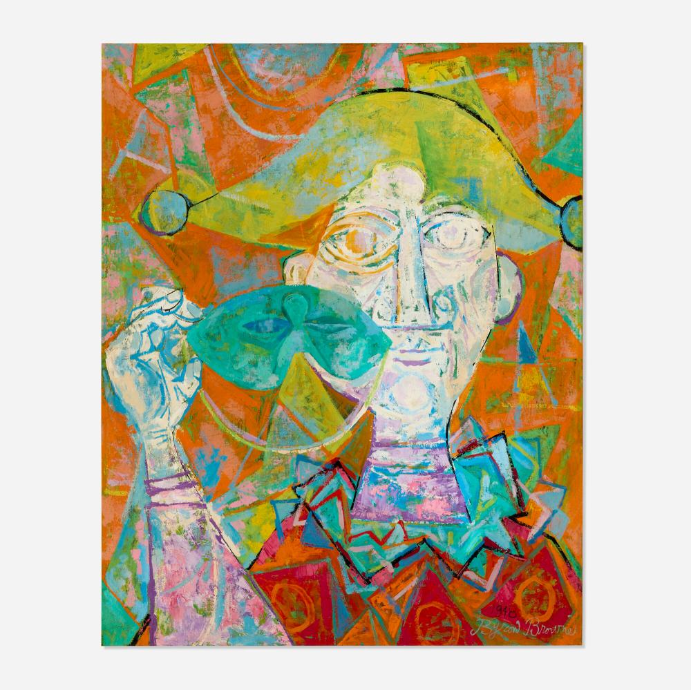 Byron Browne, Clown with Mask sold by Rago Arts and Auction Center, lot 105 — auction record photograph