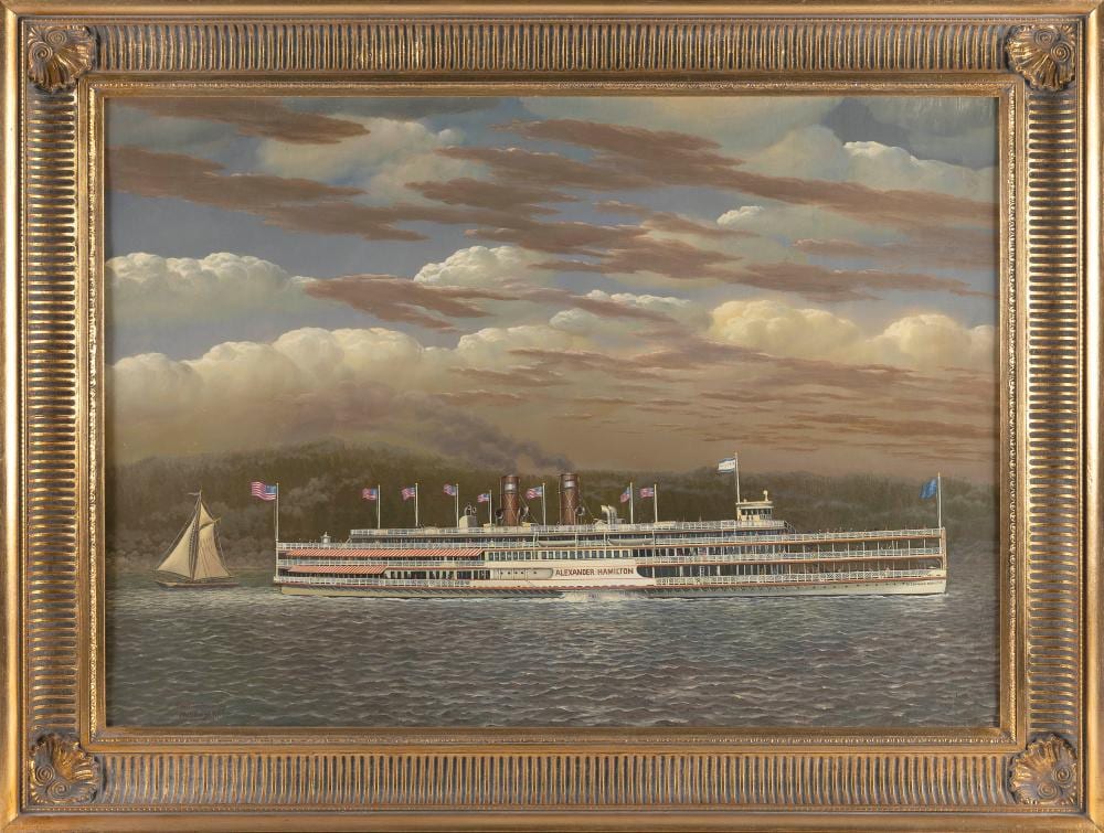 Albert Nemethy comparable auction result: albert szatmar nemethy new york hungary 1920 1998 the steamship alexander hamilton on the hudson river oil on canvas 24 x 34 framed 30 5 x 40 5