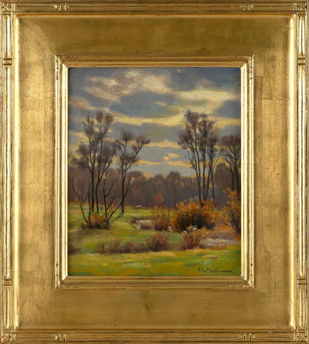 frank convers mathewson rhode island 1862 1941 november east providence rhode island oil on board 12 x 10 framed 18 75 x 16 75 · Eldred's · 2024-11-22 Frank Convers Mathewson comparable auction result: frank convers mathewson rhode island 1862 1941 november east providence rhode island oil on board 12 x 10 framed 18 75 x 16 75