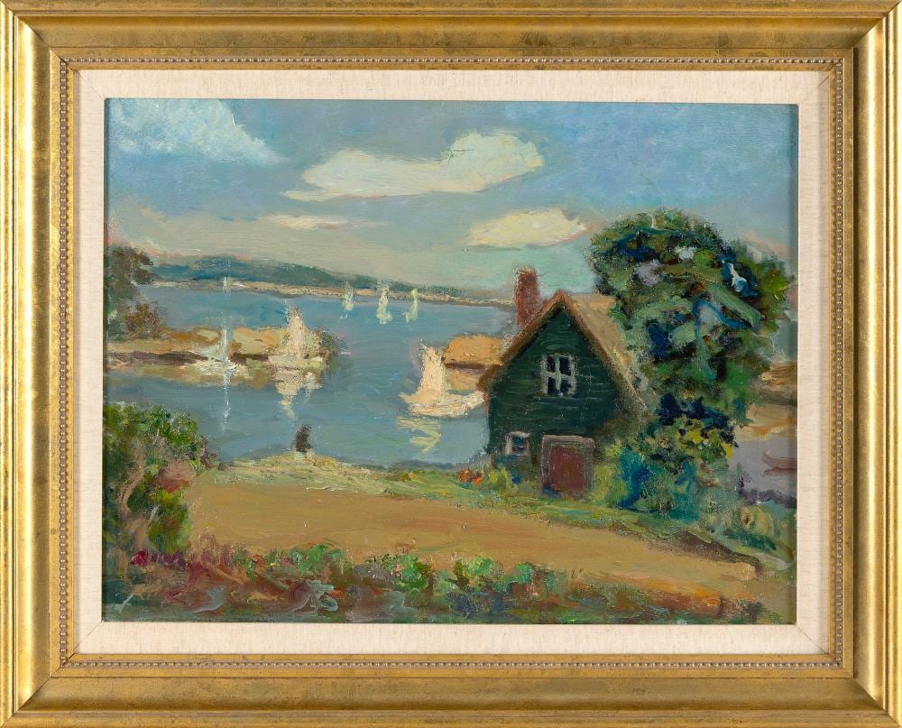 Joseph Rimini comparable auction result: joseph rimini massachusetts 1920 2000 lanes cove gloucester oil on canvas 18 x 24 framed 24 x 31