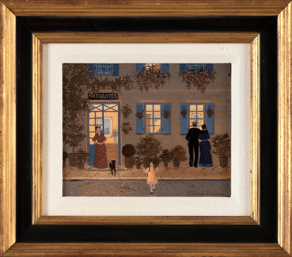Fabienne Delacroix comparable auction result: fabienne delacroix france madagascar 1972 l antiquaire acrylic on canvas 6 5 x 8 75 framed 13 x 14 75
