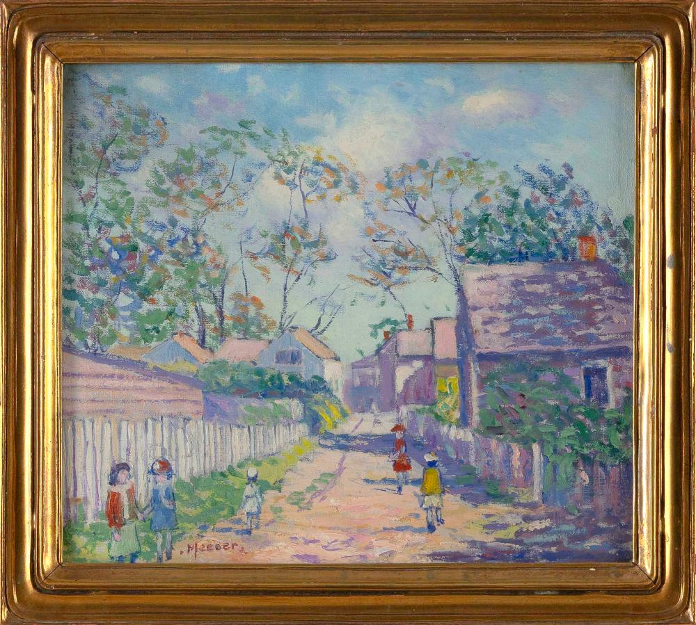 Lillian Burk Meeser comparable auction result: lillian burk meeser pennsylvania michigan 1864 1942 provincetown street scene with figures circa 1928 oil on board 12 x 14 framed 17 x 15