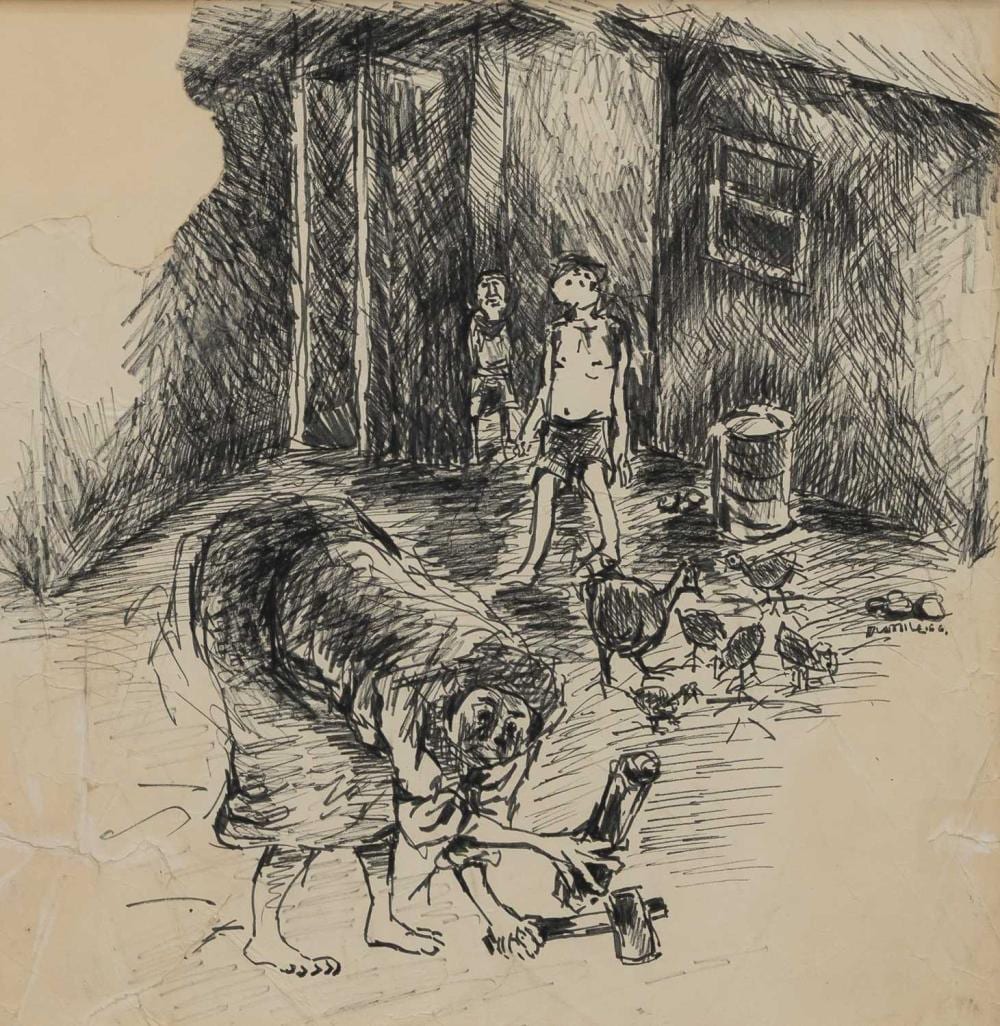 Dumile comparable auction result: dumile feni south africa 1939 1991 mother chopping wood