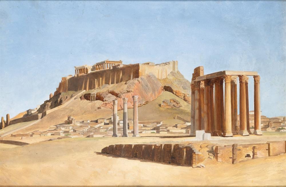 Louis (1789) Dupré comparable auction result: louis dupr 1789 1837 the temple of olympian zeus and the acropolis of athens c 1820