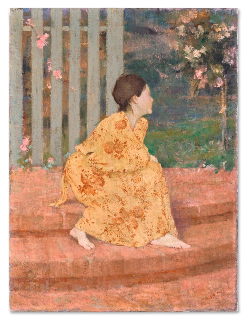aaron shikler 1922 2015 femme en kimono on steps huile sur toile 51 2 x · Christie's · 2024-12-04 Aaron Shikler comparable auction result: aaron shikler 1922 2015 femme en kimono on steps huile sur toile 51 2 x