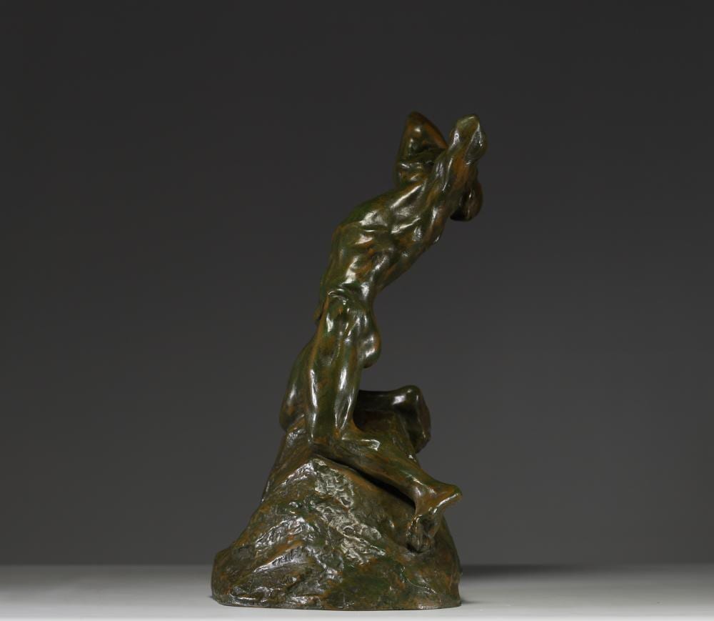Alfredo Pina comparable auction result: alfredo pina 1883 1966 the tormented man green patina bronze print signed