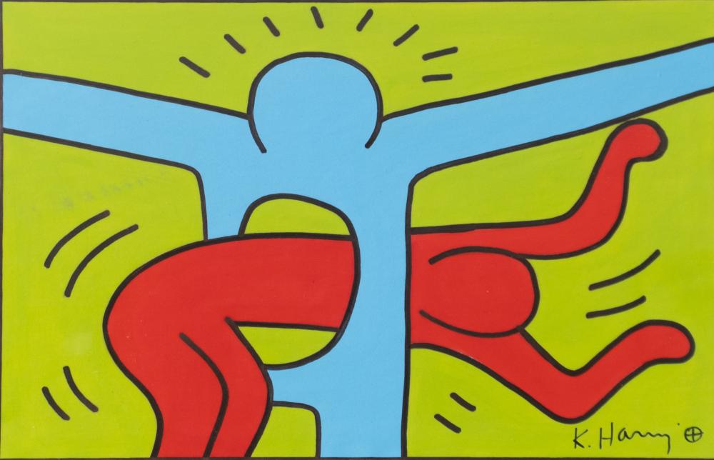 Haring, Keith - Deux personnages sur fond vert sold by Champagne Auctions, lot 177 — auction record photograph