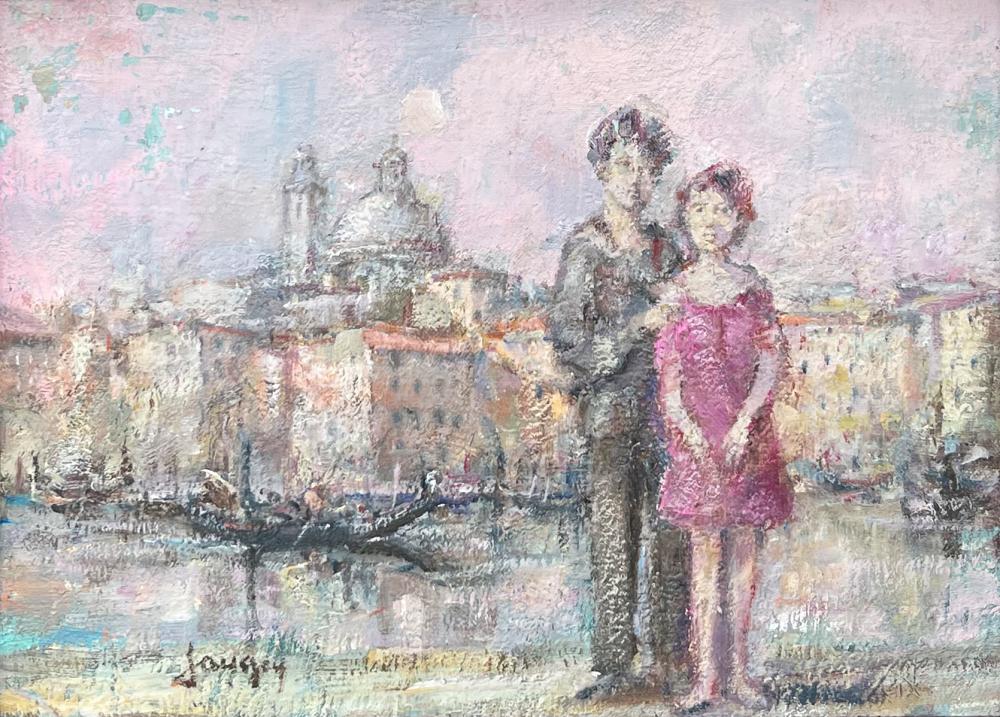 daniel jaugey painting of couple posing in venice · Burchard Galleries Inc · 2024-11-17 Daniel Jaugey comparable auction result: daniel jaugey painting of couple posing in venice