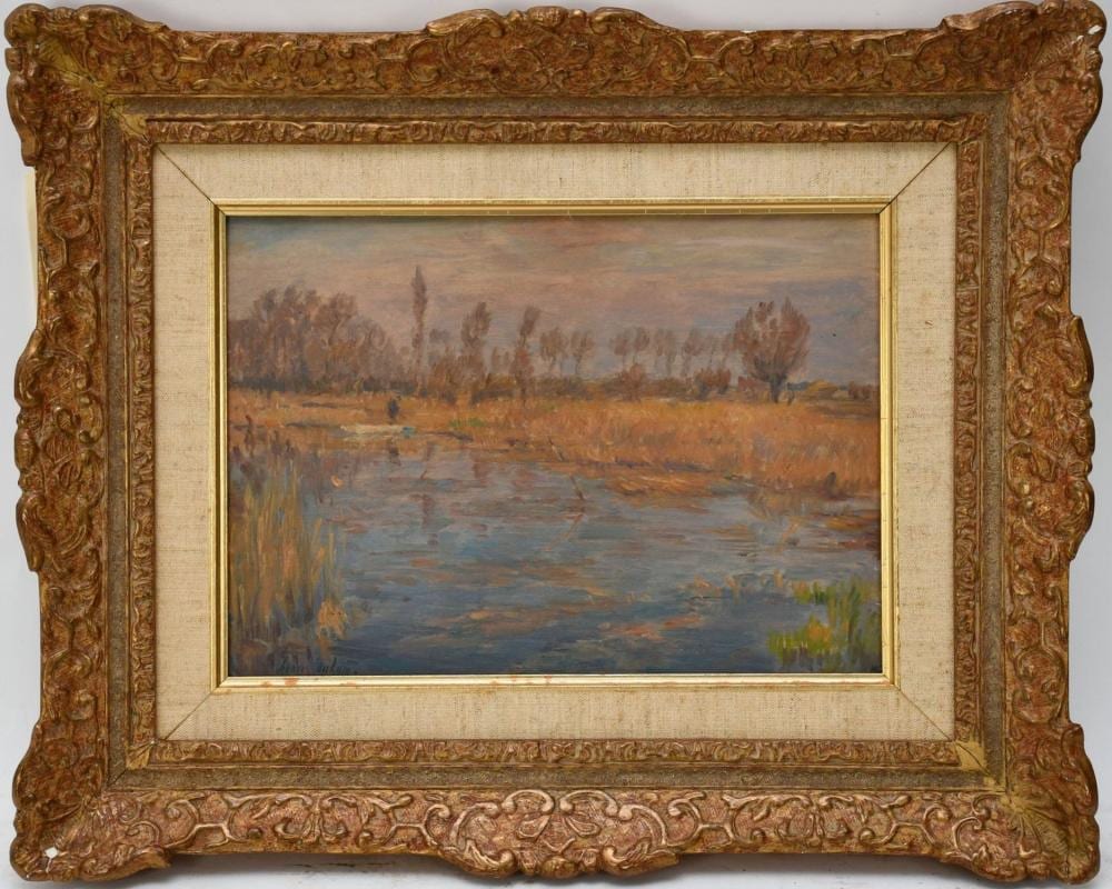 Henri Duhem comparable auction result: henri duhem 1860 1941 20th century french marais d arleux printempsoil on board signed lower left henri duhem h 9 x w 12 frame