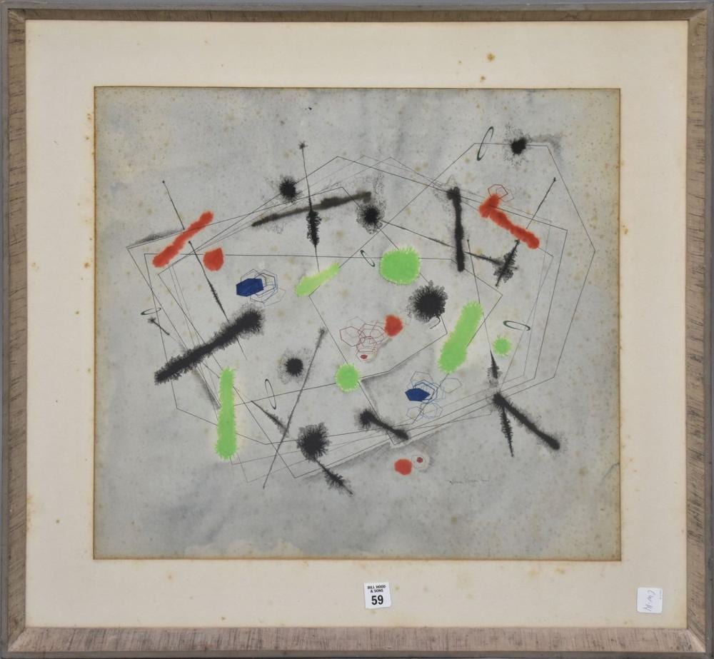 Malcolm Case comparable auction result: malcom edgar case american 1924 1984 mixed media on paper abstract composition signed lower right 19 x 21 sight 26 1 4 x 28 1 4 overall