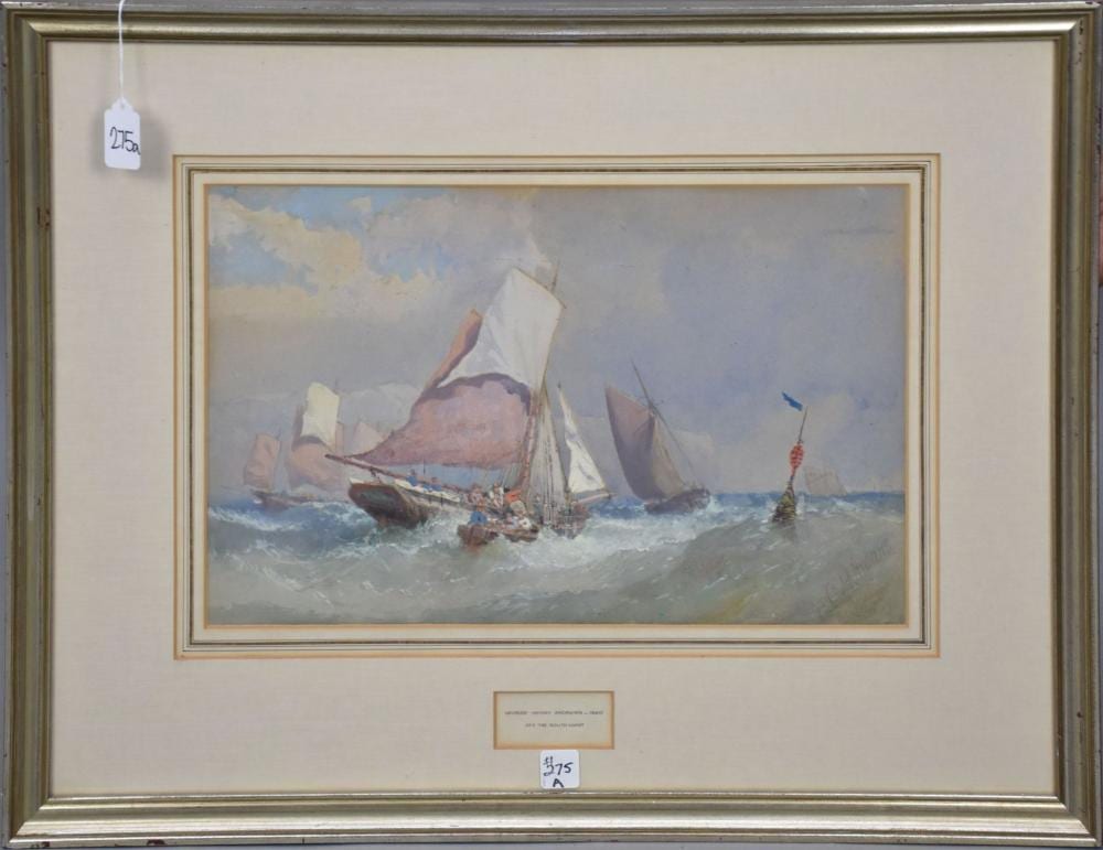 George Henry Andrews comparable auction result: george henry andrews 1816 1898 british 19th century off the south coast watercolor on paper depicting sailboats and dinghy with figures in rough seas