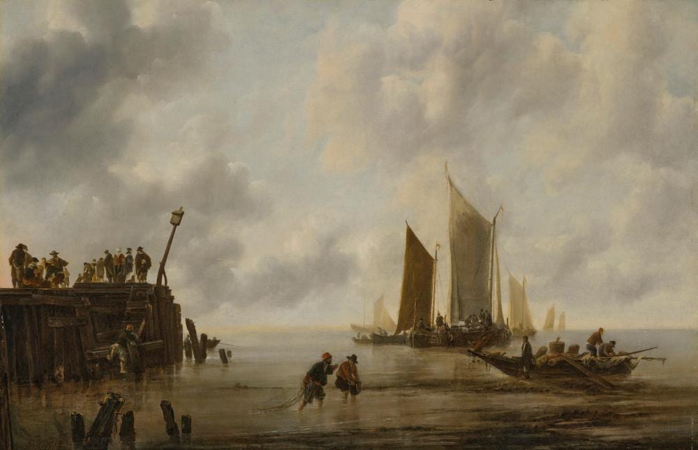 Jan van de Cappelle comparable auction result: jan van de cappelle amsterdam 1626 1679 a calm with fishing boats and fi