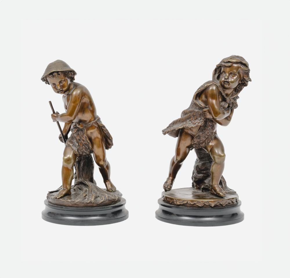 Eugène Laurent comparable auction result: eug ne laurent gray 1832 paris 1898 a pair of figures autumn and winter