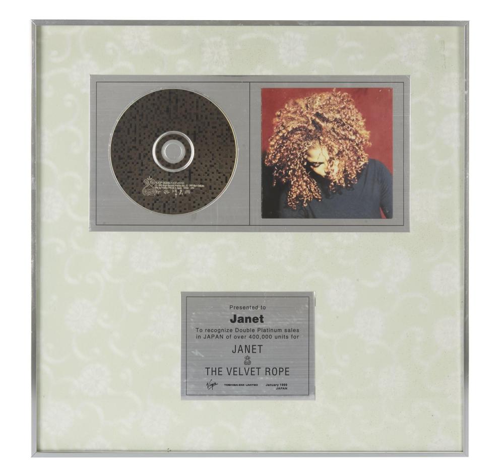Janet Jackson | "The Velvet Rope" Japanese "Platinum" Record Award sold by Julien's Auctions, lot 729 — auction record photograph
