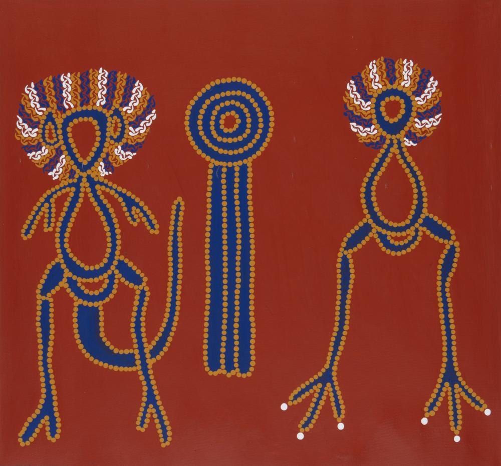 Linda Syddick Napaljarri comparable auction result: linda syddick napaljarri born 1941 kangaroo man and emu 1999