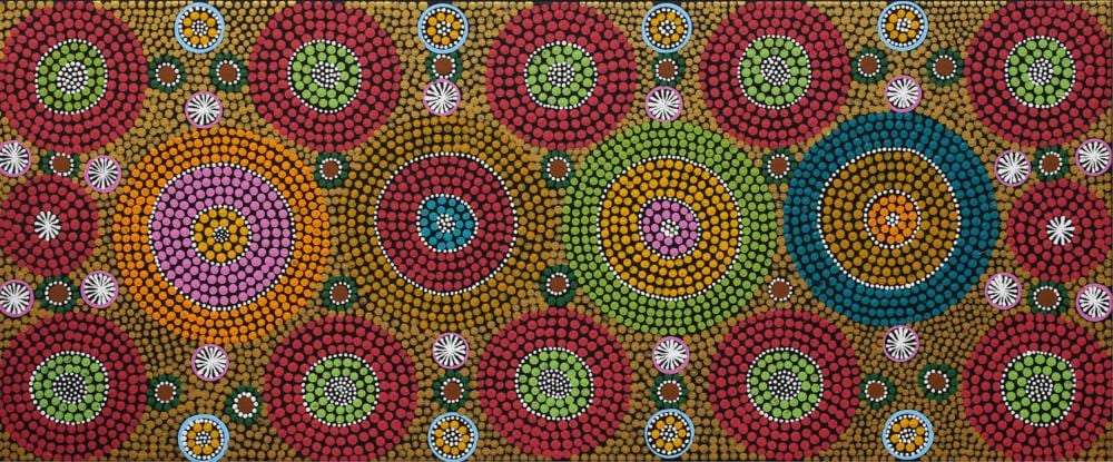 Linda Gibson Nangala comparable auction result: linda gibson nangala bush seeds acrylic on canvas 94cm x 40cm
