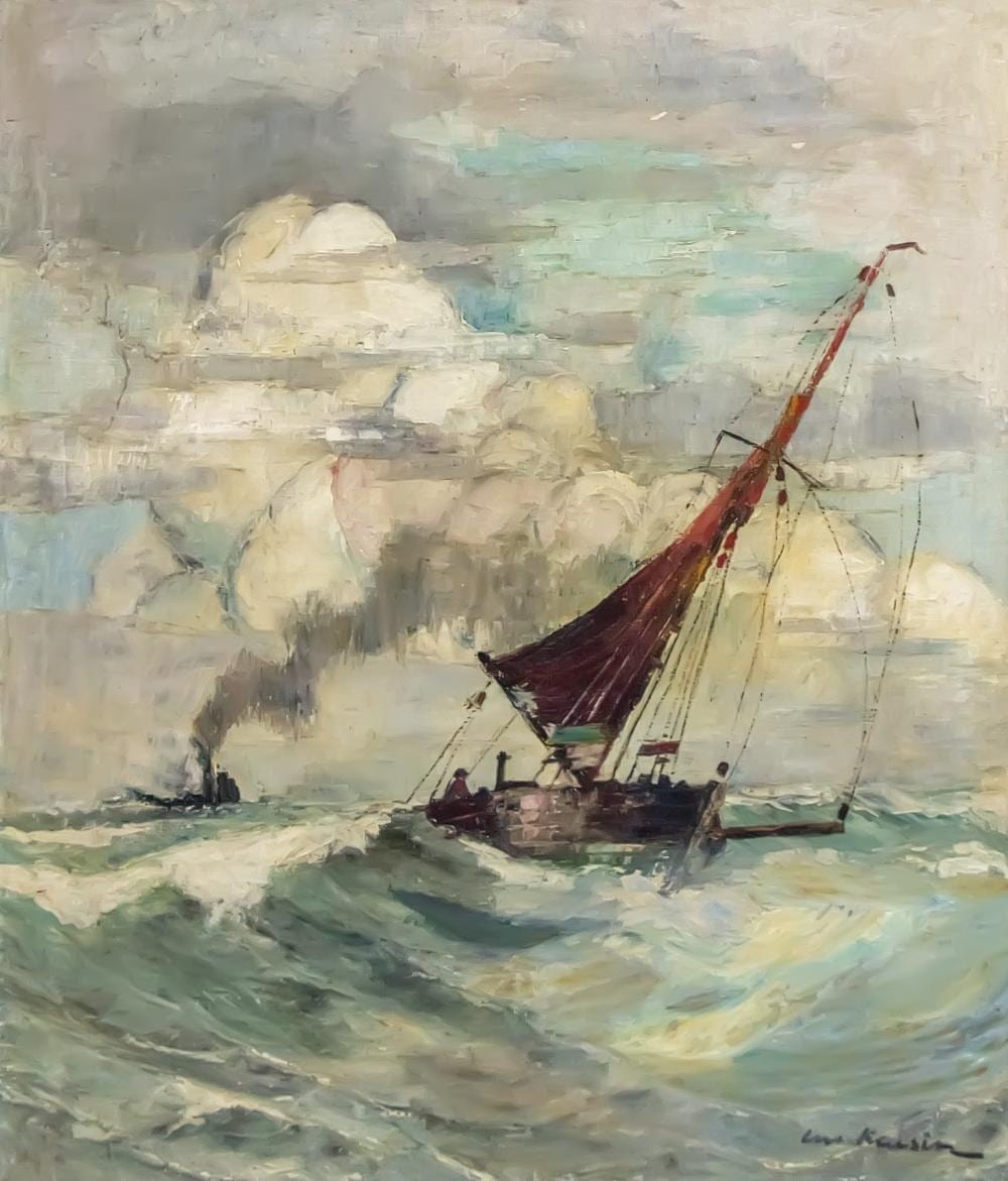 Luc Kaisin comparable auction result: luc kaisin belgian 1901 1963 seascape with boats oil on canvas