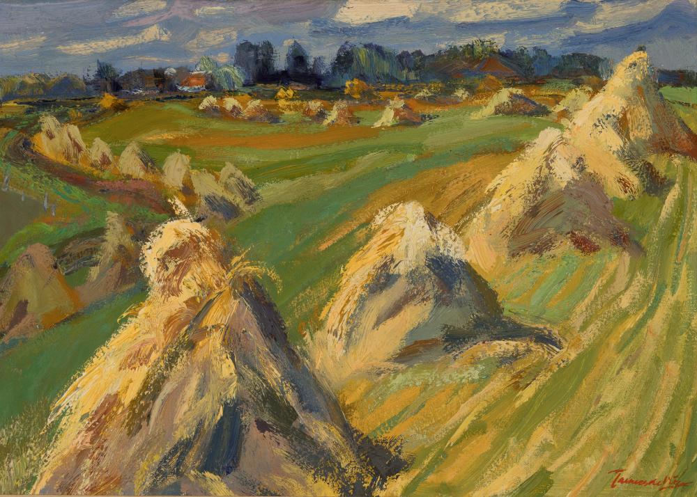 Jannes de Vries comparable auction result: jannes de vries dutch 1901 1986 landscape with haystacks