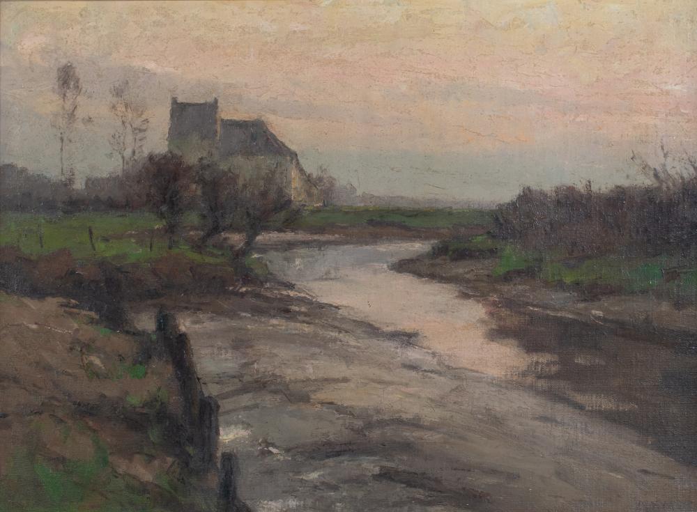 Léon Riket comparable auction result: l on riket 1876 1938 oil on canvas landscape with river signed