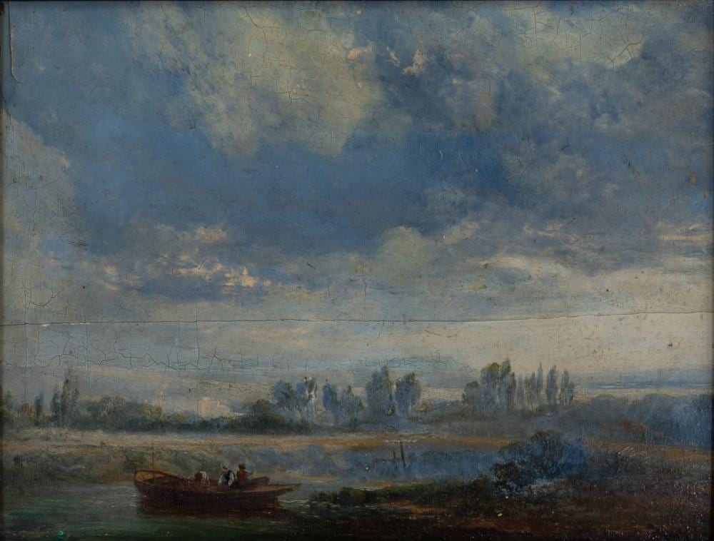 Henry Dawson comparable auction result: henry dawson 1811 1878 oil on panel landscape with river and boat signed