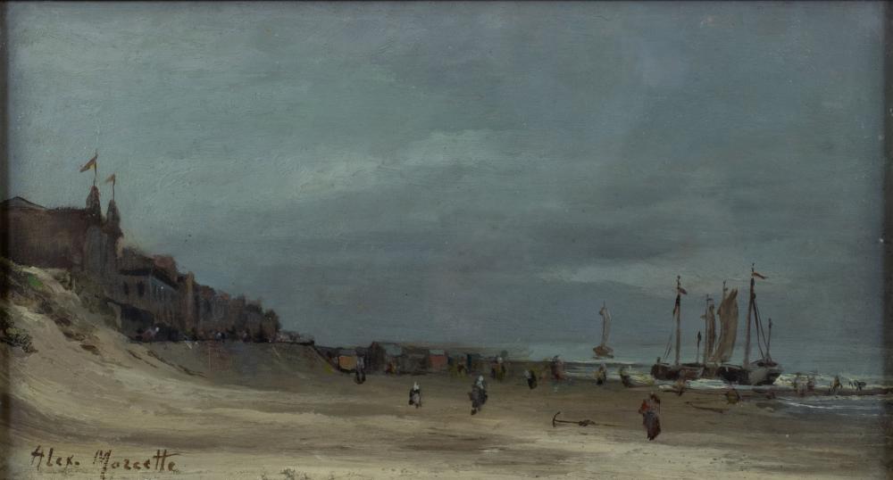 Alexandre Marcette comparable auction result: alexandre marcette 1853 1929 oil on panel blankenberge signed