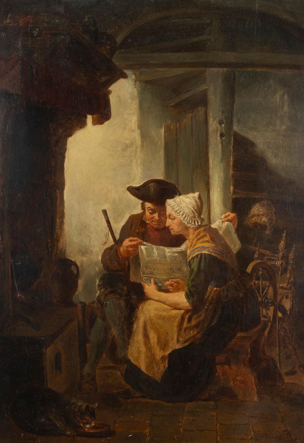 Jan David Col comparable auction result: jan david col 1822 1900 oil on panel reading the newspaper signed
