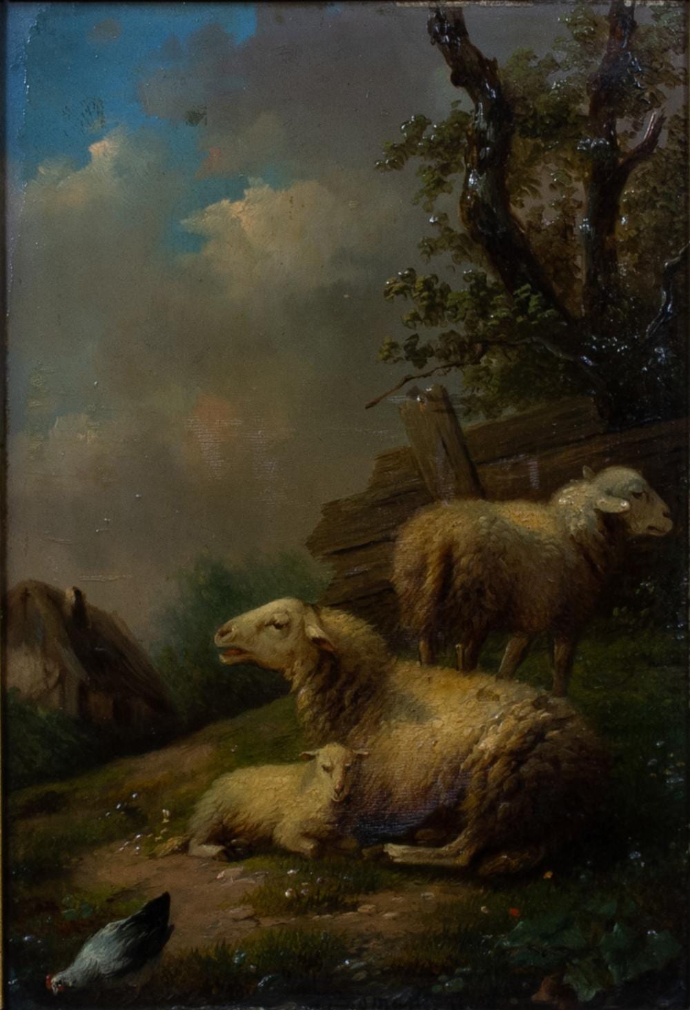 Auguste Coomans comparable auction result: auguste coomans act 1855 1896 attributed oil on panel sheep in the yard signed