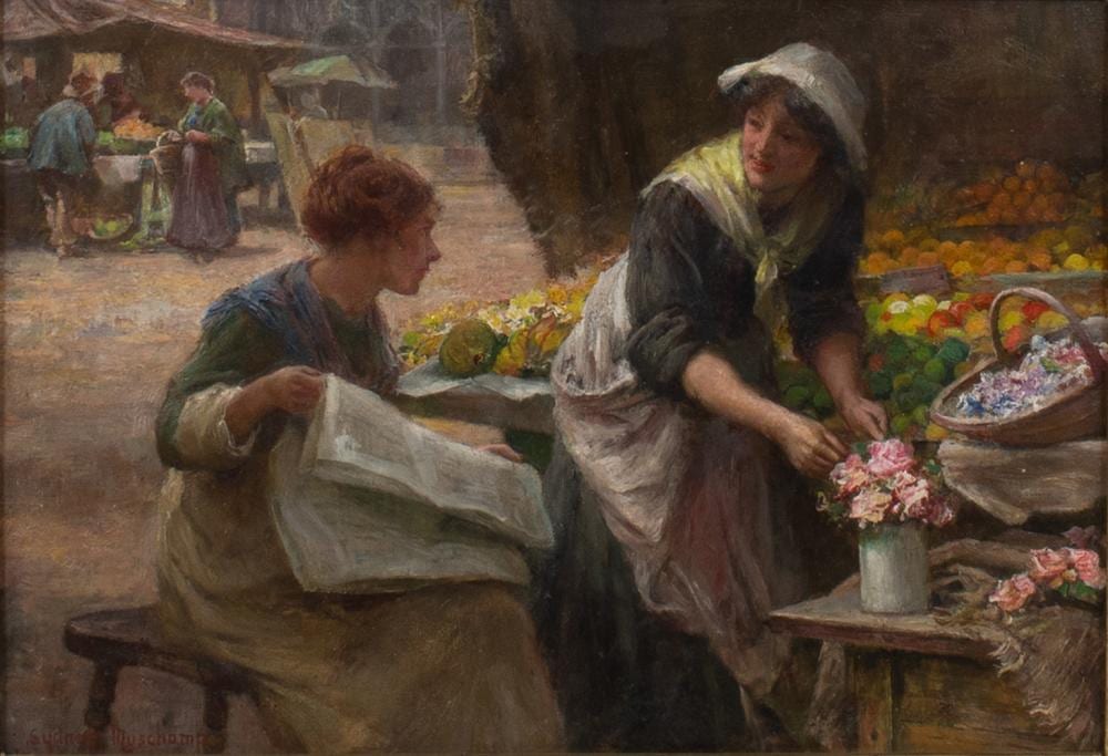 Francis Sydney Muschamp comparable auction result: francis sydney muschamp 1851 1929 oil on canvas the fruit stall signed