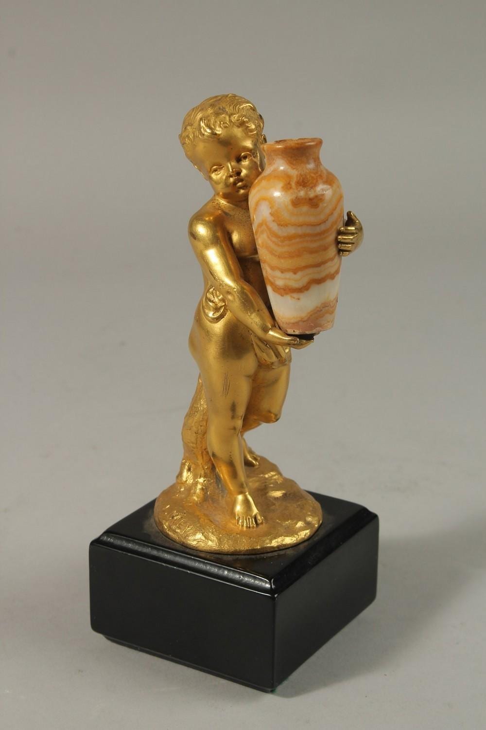 Louis Kley comparable auction result: louis kley 1833 1911 a good gilt bronze cherub holding a marble vase signed l kley 1