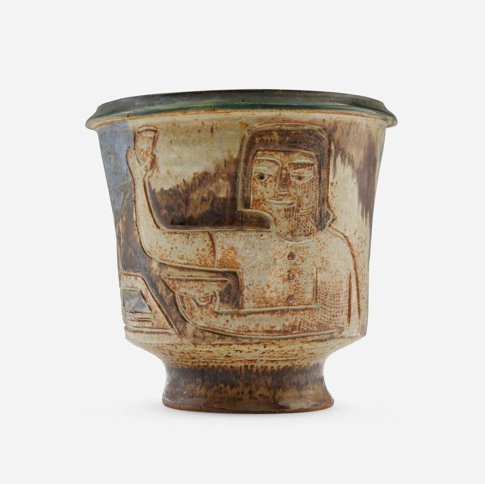 Marguerite Wildenhain comparable auction result: marguerite wildenhain vase with figure