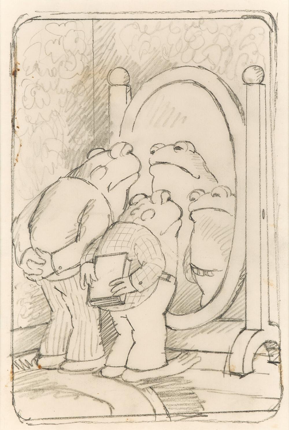 Arnold Lobel comparable auction result: arnold lobel american 1933 1987 study for we look brave said frog yes but are we asked toad