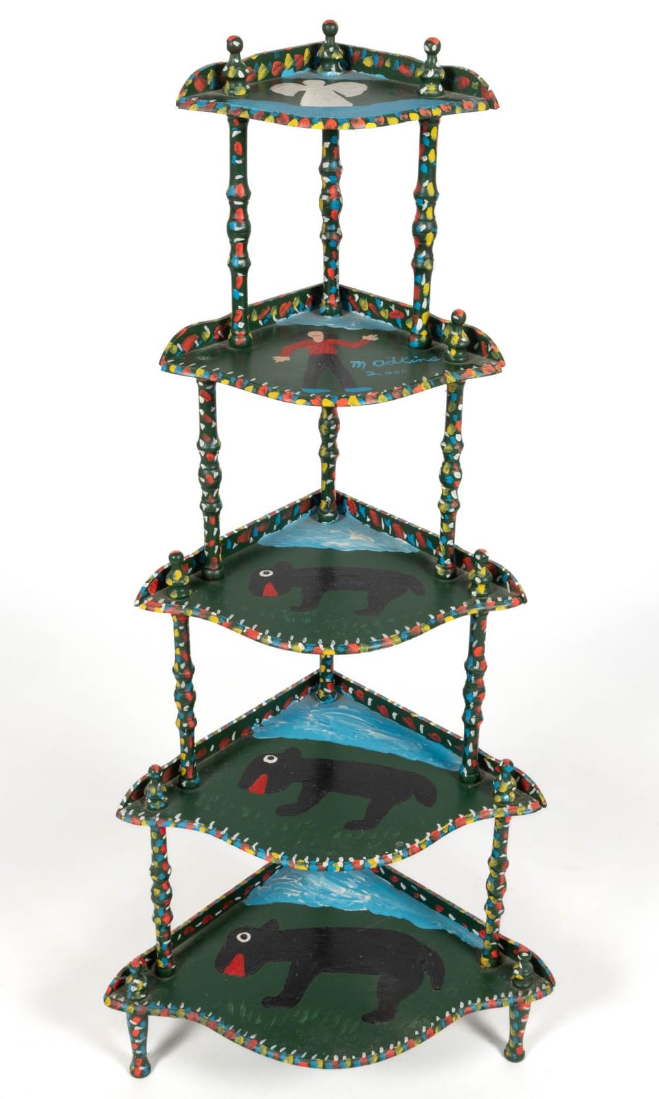 Minnie Adkins comparable auction result: minnie adkins kentucky b 1934 outsider art paint decorated wooden corner shelf