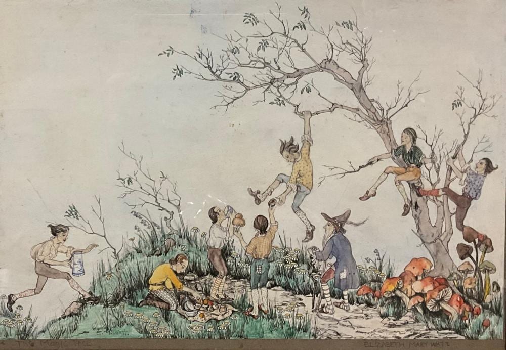 Elizabeth Mary Watt comparable auction result: elizabeth mary watt 1886 1954 the magic tree signed mixed media 26cm