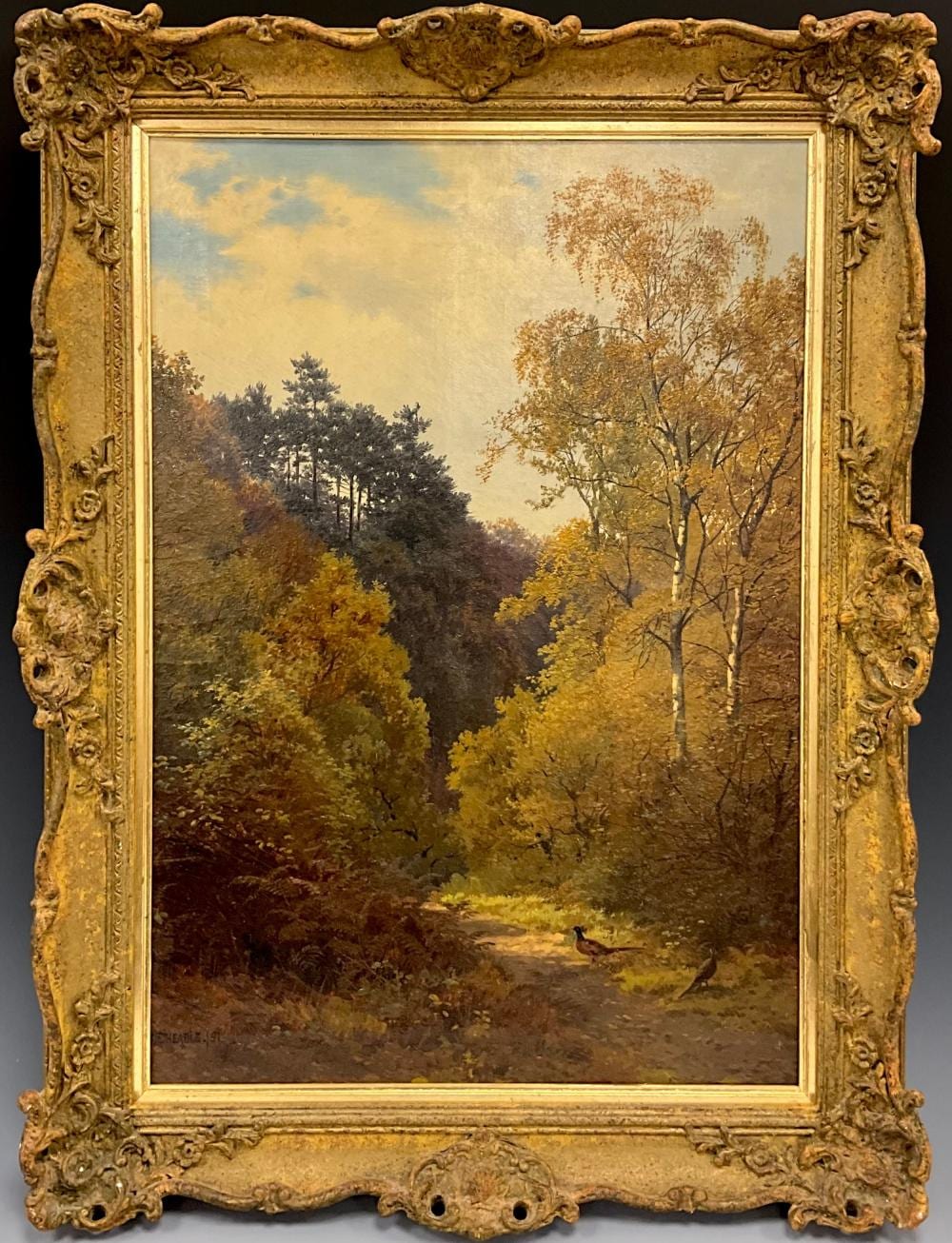 Henry Cheadle comparable auction result: henry cheadle 1852 1910 pheasants in a wooded valley signed dated 91