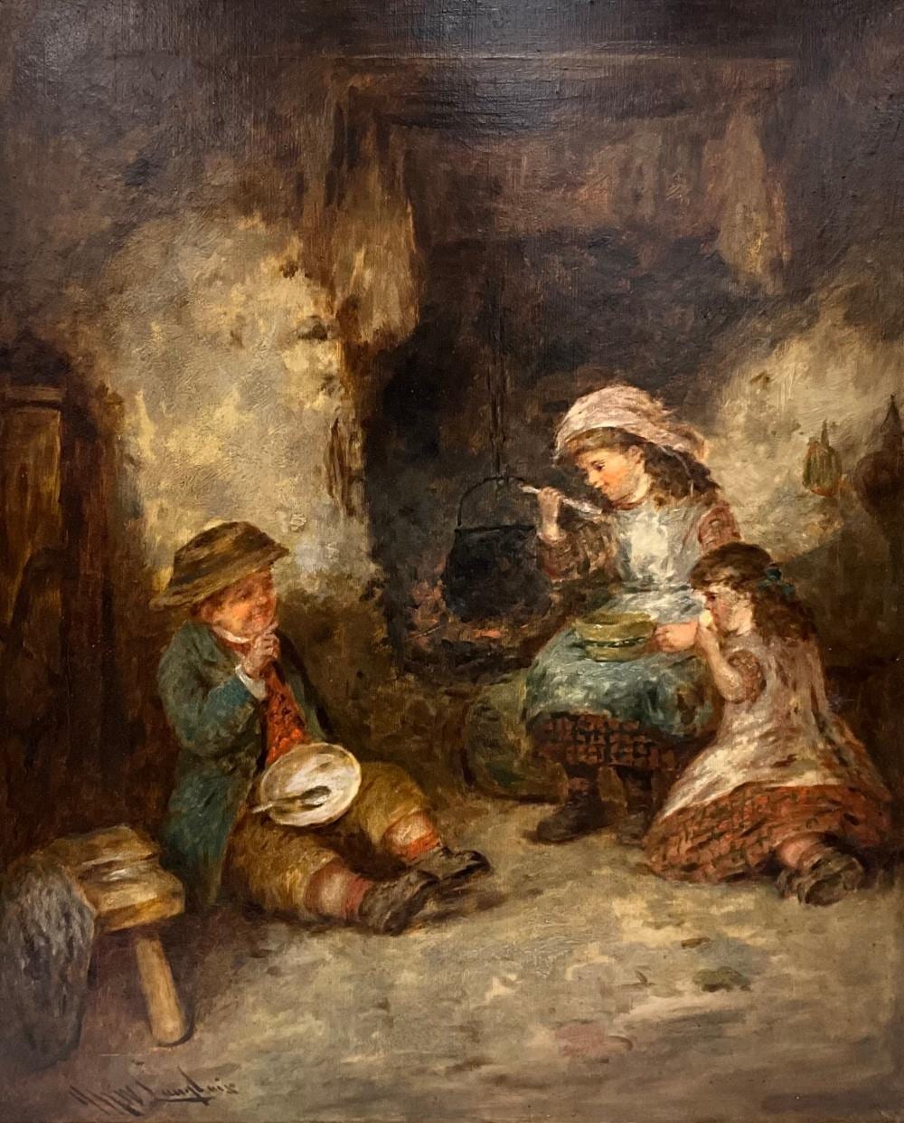 Mark William Langlois comparable auction result: mark william langlois 1862 1890 the porridge eaters signed oil on canv