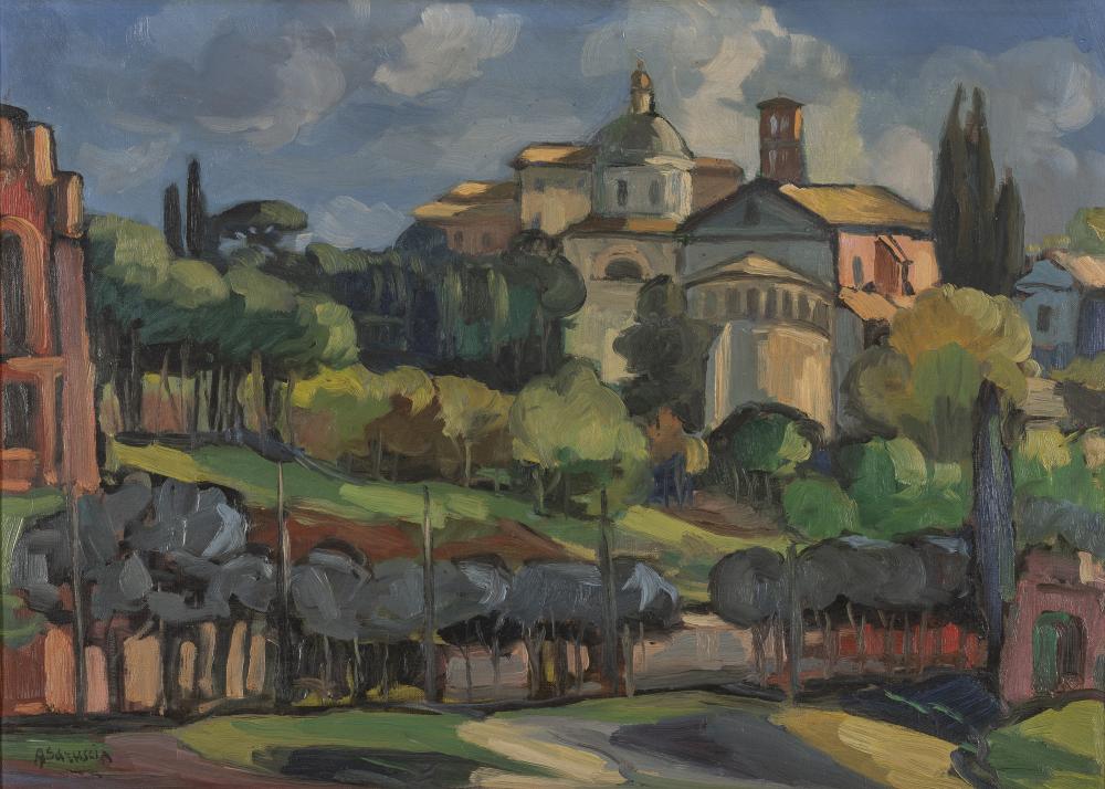 Achille Sdruscia comparable auction result: oil view of rome by achille sdruscia
