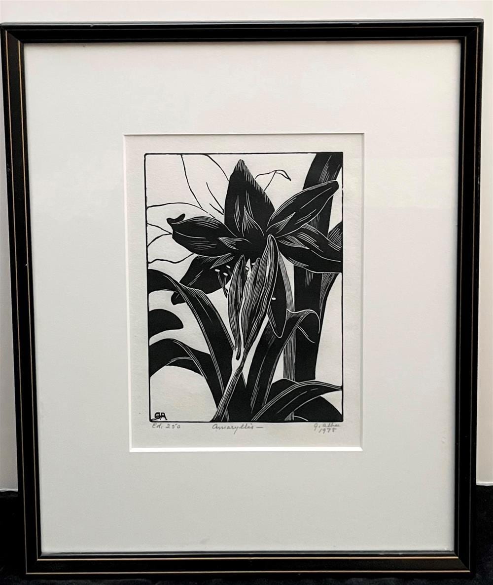 Grace Thurston Albee comparable auction result: grace arnold albee american 1890 1985 amaryllis 1978 wood engraving edition of 250 pencil signed titled and dated framed no