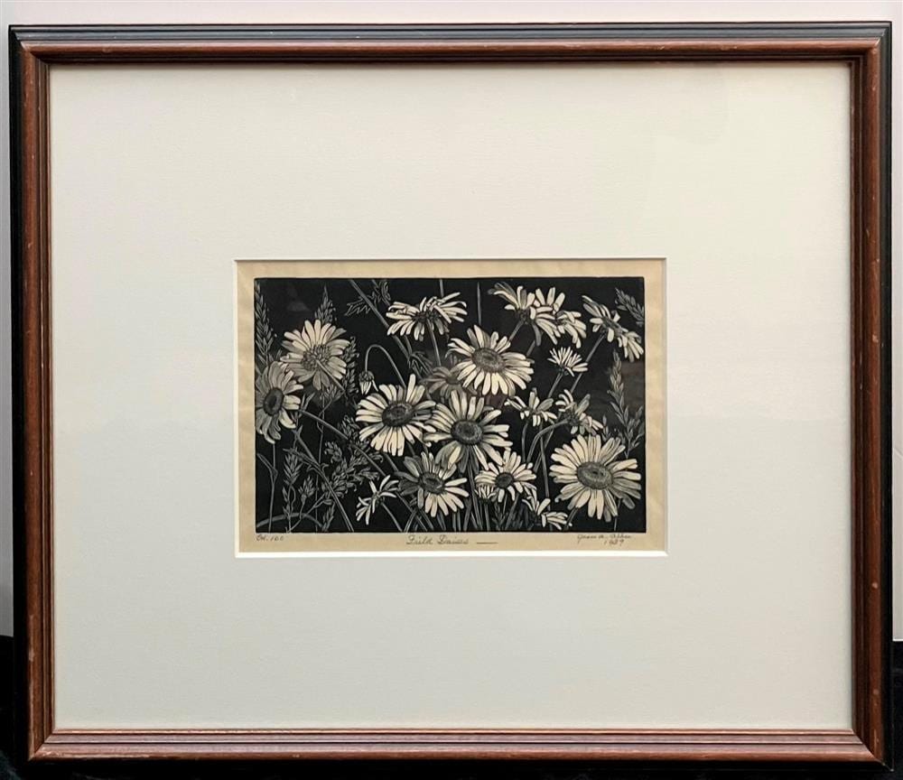 Grace Thurston Albee comparable auction result: grace arnold albee american 1890 1985 field daisies 1939 noted as edition 100 pencil signed titled and dated at base framed n