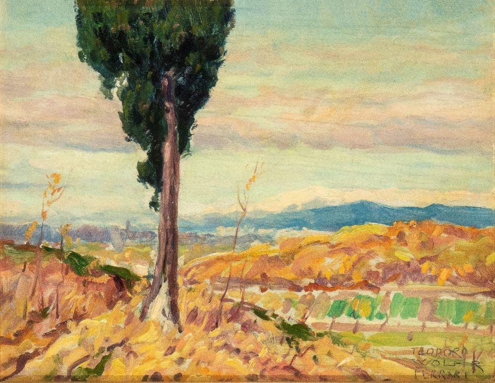 Teodoro Wolf Ferrari comparable auction result: teodoro wolf ferrari venezia 1878 san zenone degli ezzelini 1945 landscape