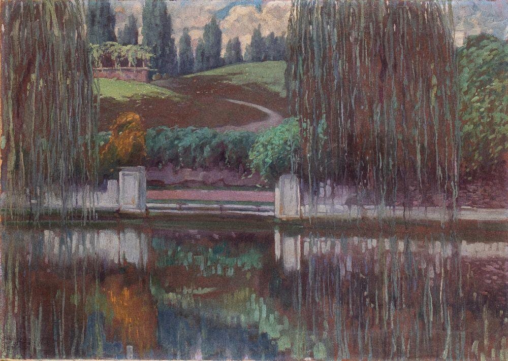 Teodoro Wolf Ferrari comparable auction result: teodoro wolf ferrari venezia 1878 san zenone degli ezzelini 1945 lake landscape with trees