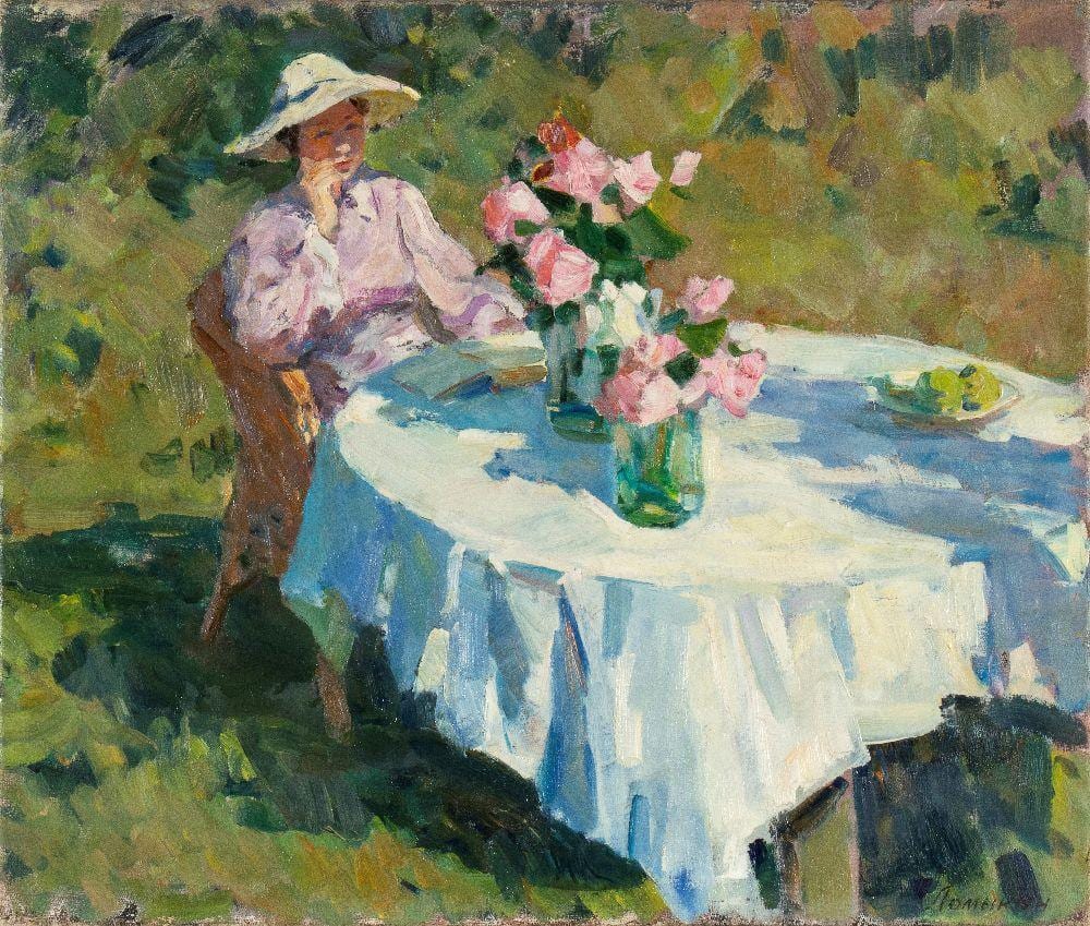 Konstantin Michajlovic Lomykin comparable auction result: constantin lomikin glukhov 1924 1994 in the garden