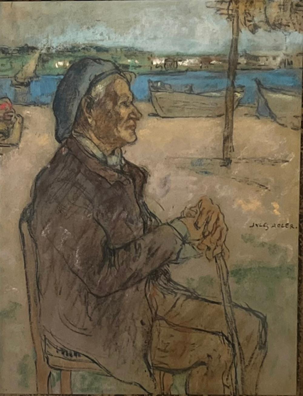 Jules Adler comparable auction result: jules adler 1865 1952 seated man 1905 water color on papaer framed ans signed in the midle 28x21 cm