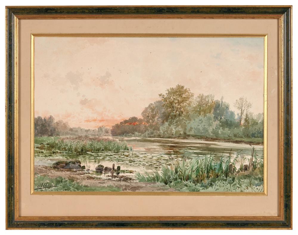 Auguste Allongé comparable auction result: auguste allong 1833 1898 couch de soleil sur la mare