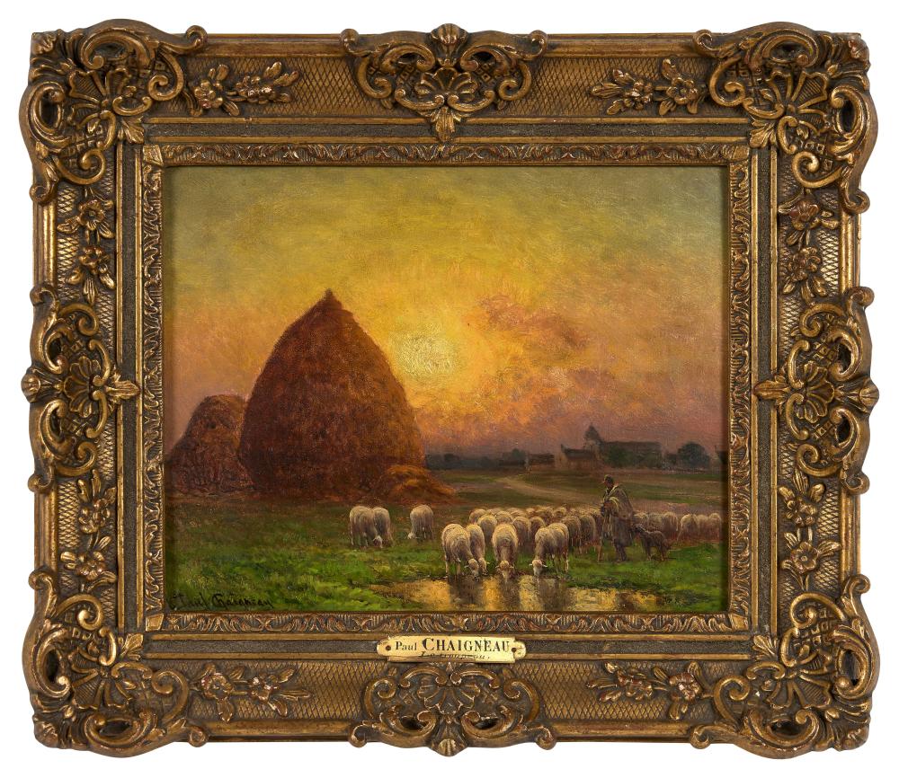 paul chaigneau 1879 1938 berger et son troupeau au soleil couchant dans les plaines de chailly · Osenat · 2024-11-24 Paul Chaigneau comparable auction result: paul chaigneau 1879 1938 berger et son troupeau au soleil couchant dans les plaines de chailly